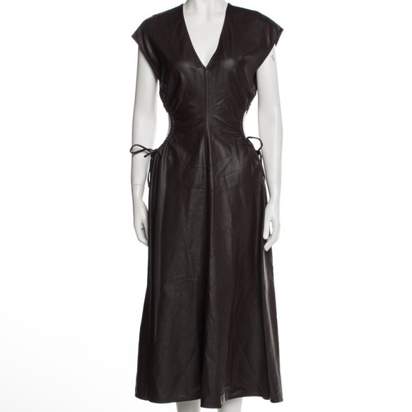 ASTR Faux Leather Midi Dress with Side Ties - mordernwear.com